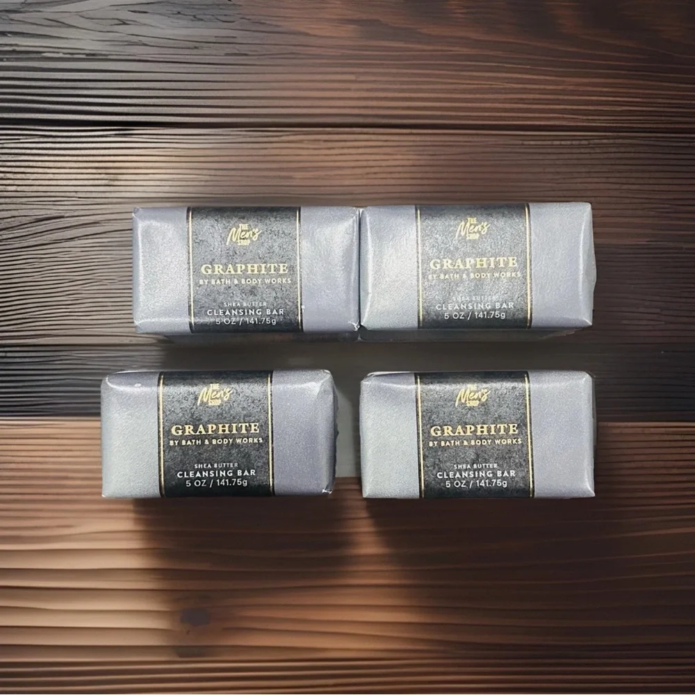 4- Pack Bath & Body Works The Men's Graphite Shea Butter Cleansing Bar Soap 5oz